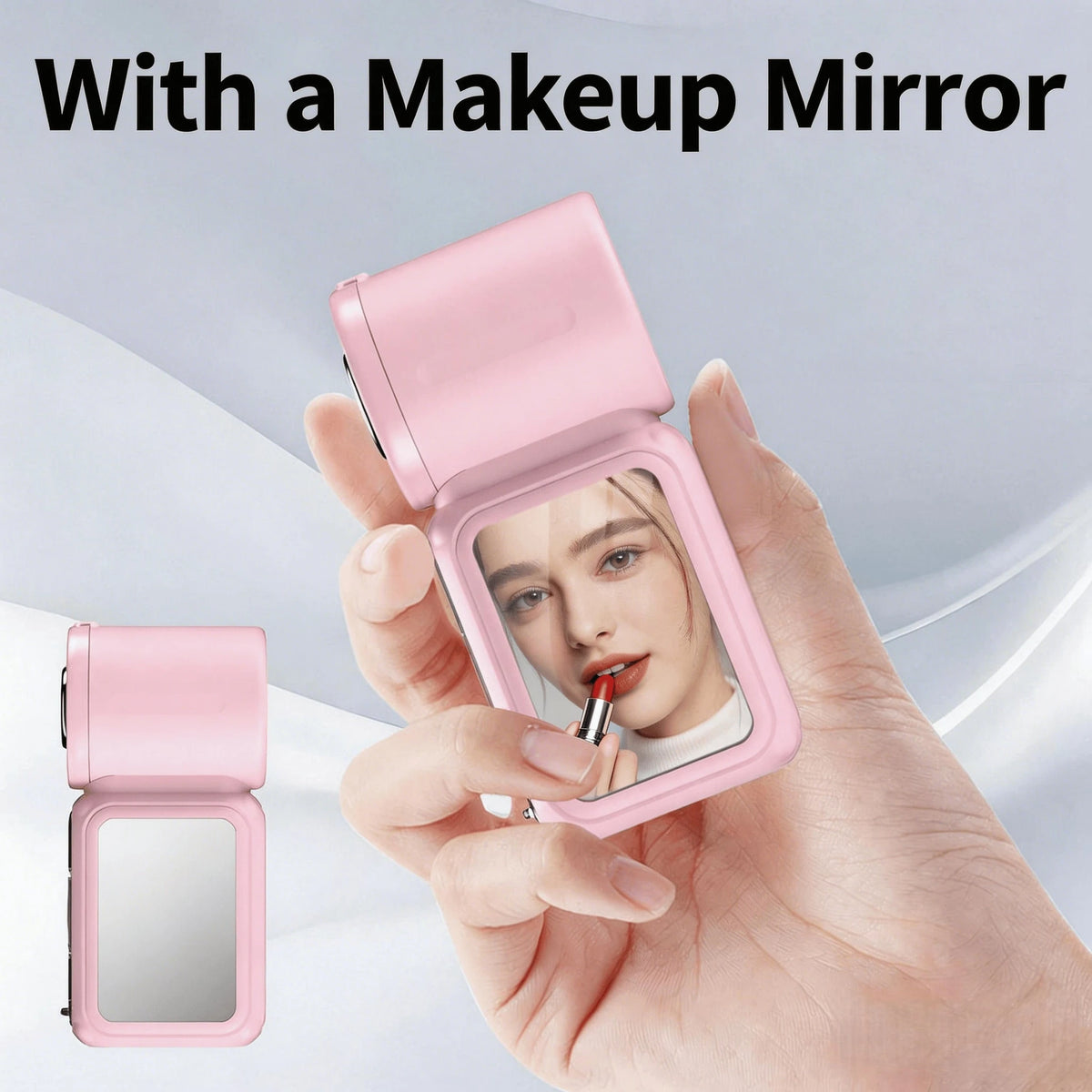 W&O 2026New Portable Fan,3-In-1 Handheld Fan, Neck Fan With A Makeup Mirror,5000mAh Battery 13H Long Lasting, 199 Adjustable Speeds, LED Flashlight & SOS Emergency Light, Type-C Rechargeable Ultra Qui