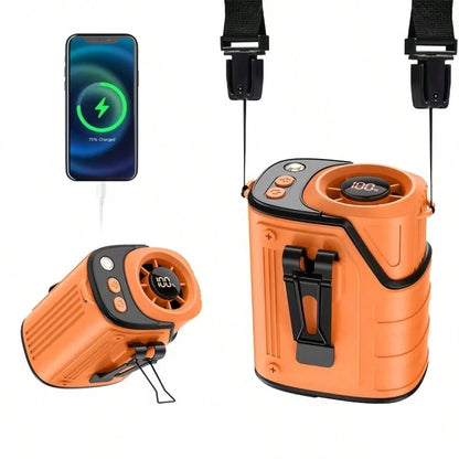 W&O Cooling Clip-On Fan- Portable Clip Fan, Car Accessories, 100-Speed Adjustable, USB Rechargeable, 16℃ Wide Clamp, 5000mAh 20Hr Battery, LED Display, Cool Tech Gadget, Cars Accessories