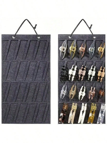 Wall-Mounted Hair Clip Organizer With Invisible Hook – White Felt Hanging Storage For Women And Girls, Multi-Slot Design For Easy Access & Home Decor