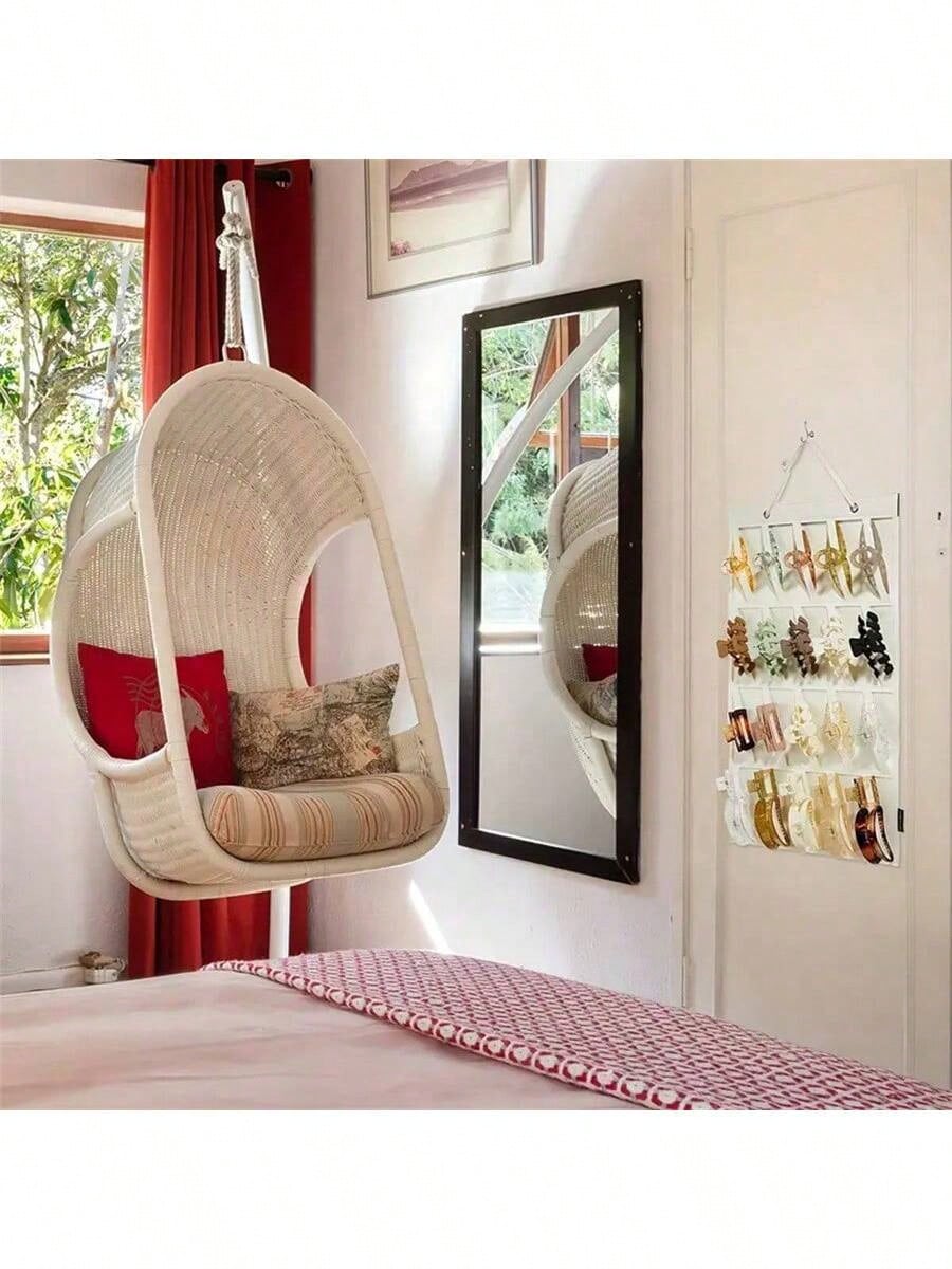 Wall-Mounted Hair Clip Organizer With Invisible Hook – White Felt Hanging Storage For Women And Girls, Multi-Slot Design For Easy Access & Home Decor