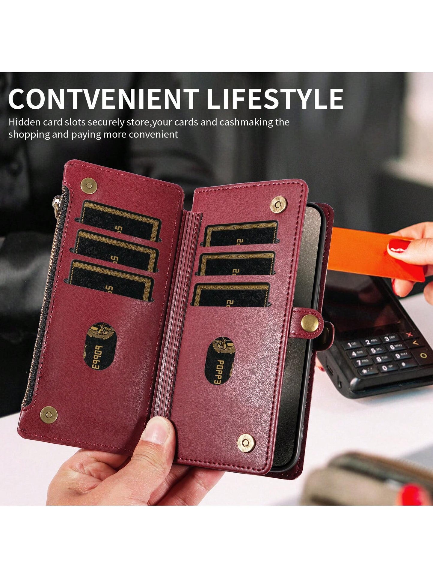 Wallet Card Case Flip Phone Case Leather Lanyard 1pc Multifunctional Leather Wallet Case With Card Slots, Crossbody Strap, Compatible With IPhone 17 Pro Max/ Series, Fashion Protective Cover For Shop
