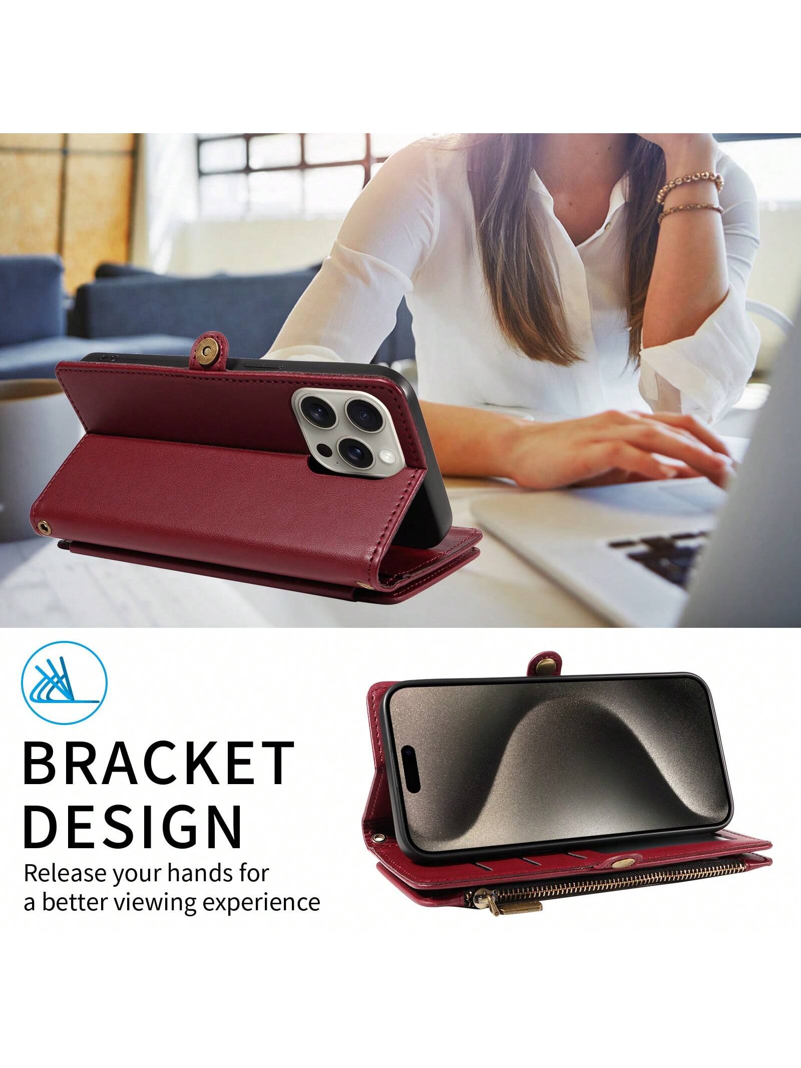 Wallet Card Case Flip Phone Case Leather Lanyard 1pc Multifunctional Leather Wallet Case With Card Slots, Crossbody Strap, Compatible With IPhone 17 Pro Max/ Series, Fashion Protective Cover For Shop