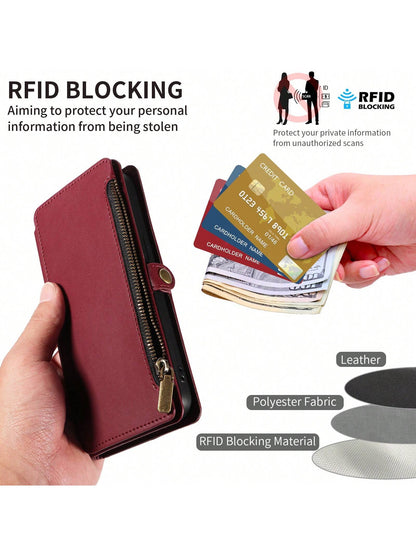Wallet Card Case Flip Phone Case Leather Lanyard 1pc Multifunctional Leather Wallet Case With Card Slots, Crossbody Strap, Compatible With IPhone 17 Pro Max/ Series, Fashion Protective Cover For Shop