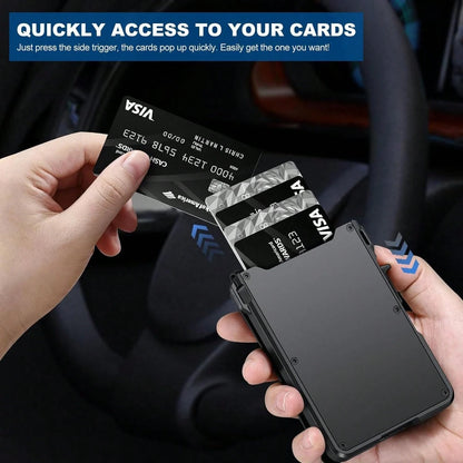 Wallet Men, Mens Minimalist Wallet 9-13 Cards, Slim Compact Wallet With Money Clip & ID Window, RFID Blocking Up Card Wallet, Metal Aluminum Credit Card Holder Bifold Wallet