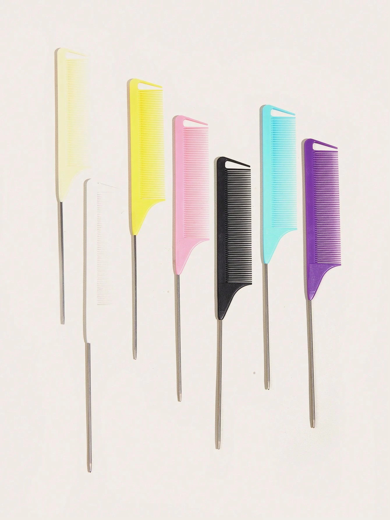 WANMEI 1/7pcs Professional Tail Comb Set, Including Tail Comb, Parting Comb, Stainless Steel Tail Comb, Anti-Static Hair Comb, Braiding Comb, Fine-Tooth Tail Comb, Highlighting Comb, Multi-Functional