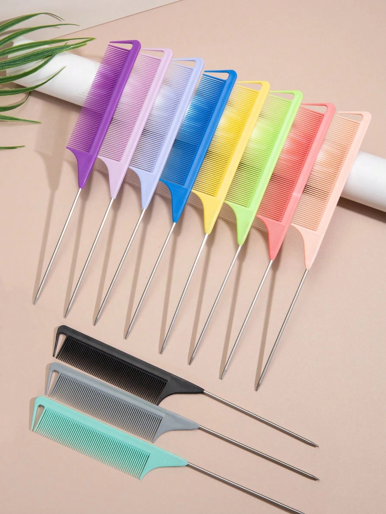 WANMEI 1/7pcs Professional Tail Comb Set, Including Tail Comb, Parting Comb, Stainless Steel Tail Comb, Anti-Static Hair Comb, Braiding Comb, Fine-Tooth Tail Comb, Highlighting Comb, Multi-Functional