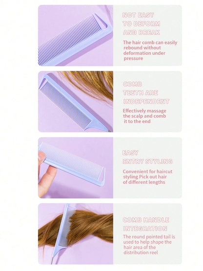 WANMEI 1/7pcs Professional Tail Comb Set, Including Tail Comb, Parting Comb, Stainless Steel Tail Comb, Anti-Static Hair Comb, Braiding Comb, Fine-Tooth Tail Comb, Highlighting Comb, Multi-Functional