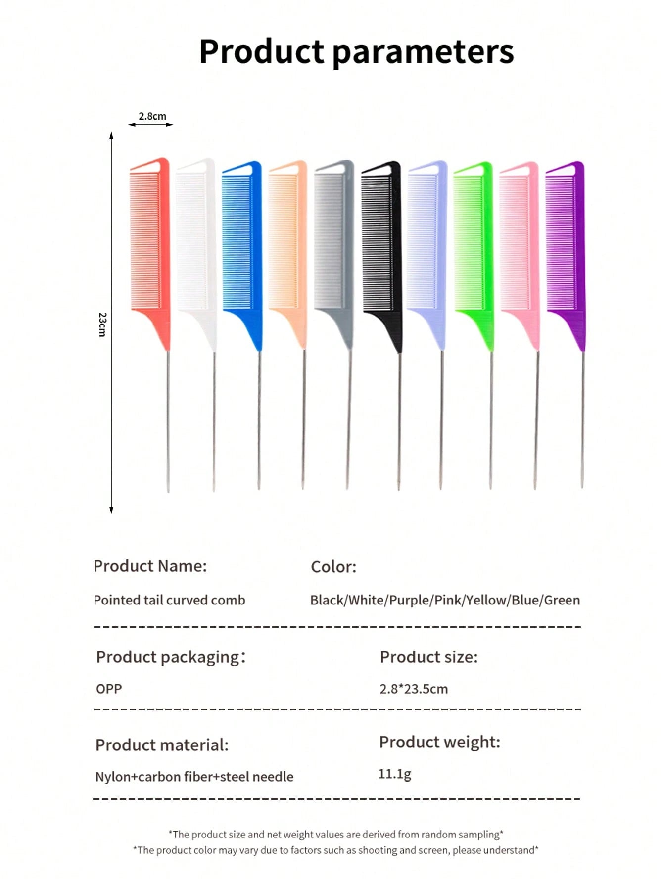 WANMEI 1/7pcs Professional Tail Comb Set, Including Tail Comb, Parting Comb, Stainless Steel Tail Comb, Anti-Static Hair Comb, Braiding Comb, Fine-Tooth Tail Comb, Highlighting Comb, Multi-Functional