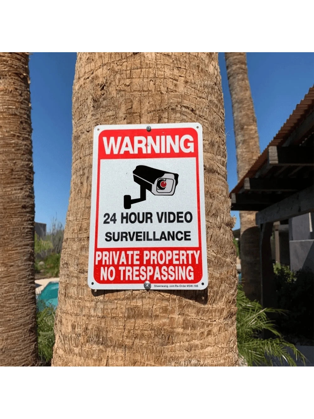 Warning Sign- Security Camera Sign, Reflective Safety Sign, No Trespassing Sign, CCTV Surveillance Sign, Outdoor Home Security Camera Sign