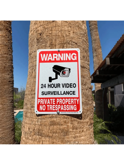 Warning Sign- Security Camera Sign, Reflective Safety Sign, No Trespassing Sign, CCTV Surveillance Sign, Outdoor Home Security Camera Sign