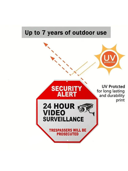 Warning Sign- Security Camera Sign, Reflective Safety Sign, No Trespassing Sign, CCTV Surveillance Sign, Outdoor Home Security Camera Sign