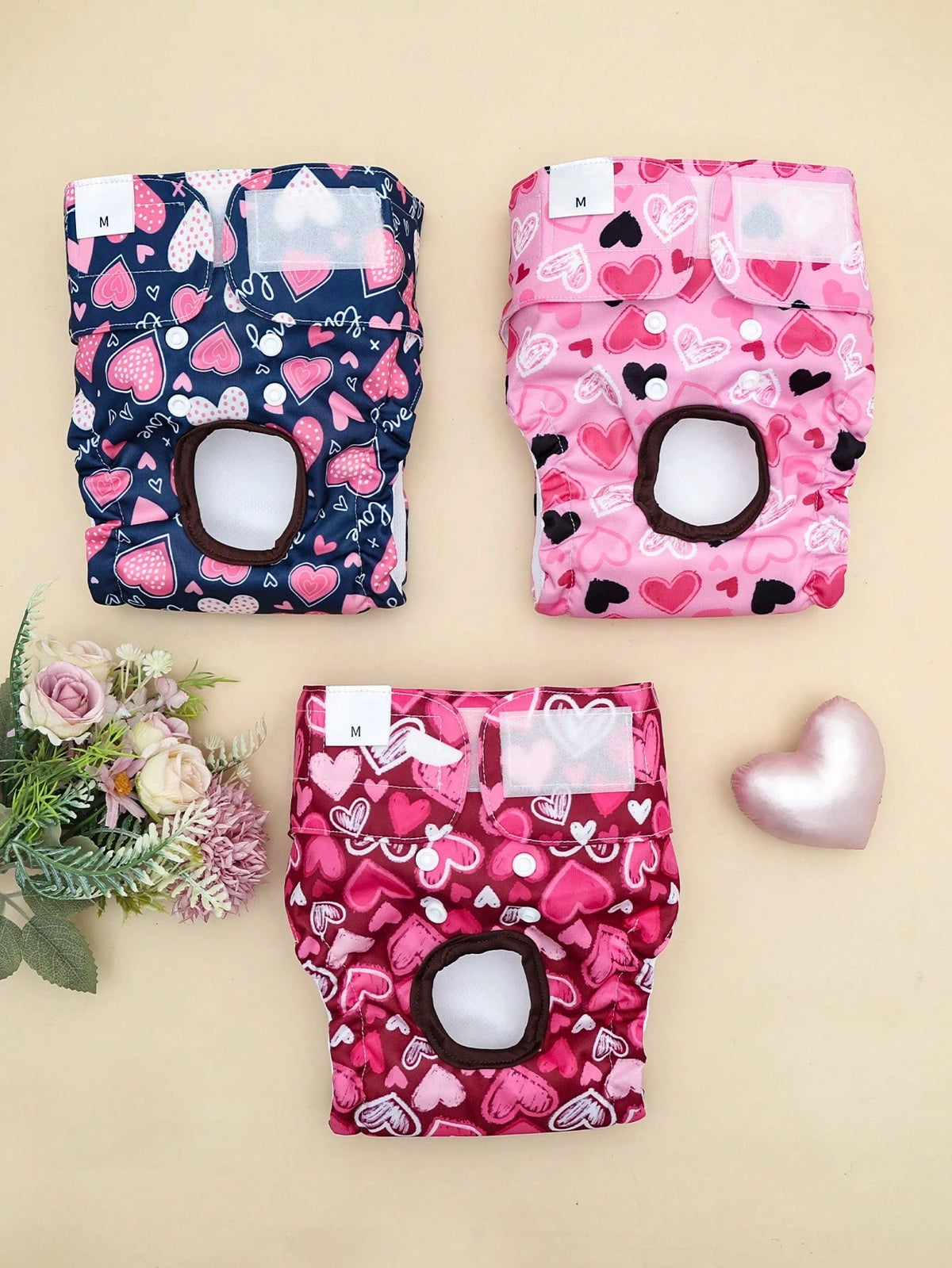 Washable Dog Diapers, Specially Designed For Female Dogs, 3 Packs, Reusable, Heat Training Pants For Dogs, Suitable For All Small Breeds.