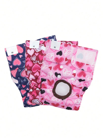 Washable Dog Diapers, Specially Designed For Female Dogs, 3 Packs, Reusable, Heat Training Pants For Dogs, Suitable For All Small Breeds.