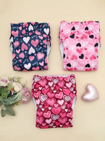 Washable Dog Diapers, Specially Designed For Female Dogs, 3 Packs, Reusable, Heat Training Pants For Dogs, Suitable For All Small Breeds.