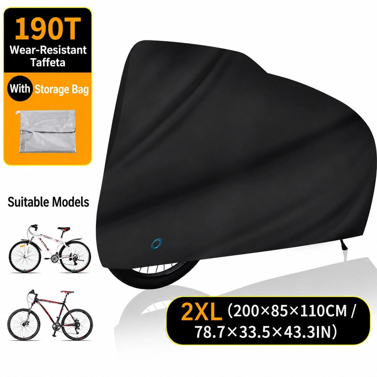 Waterproof Electric Bike Cover, Anti-UV Dustproof Outdoor Rain Cover With Lock Hole, Universal Protective Cycle Cover Size XXL