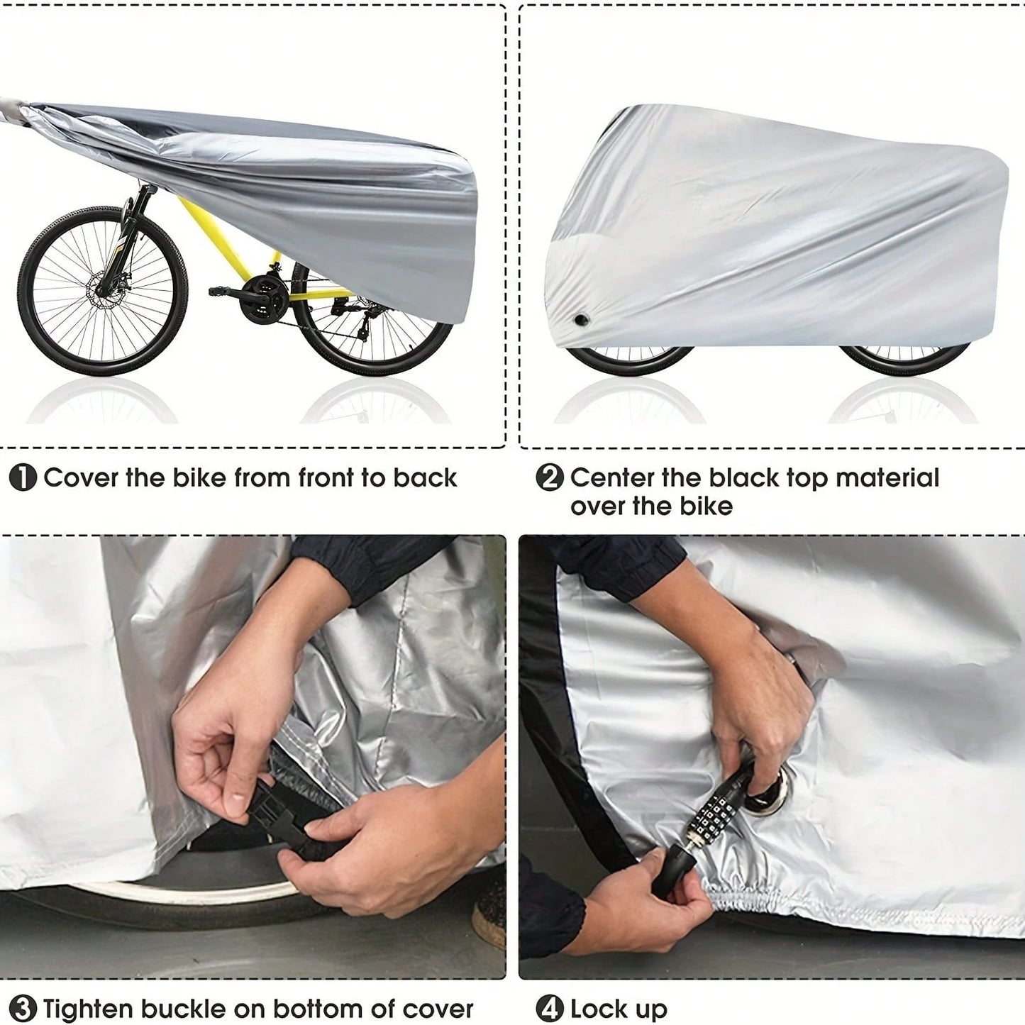 Waterproof Electric Bike Cover, Anti-UV Dustproof Outdoor Rain Cover With Lock Hole, Universal Protective Cycle Cover Size XXL
