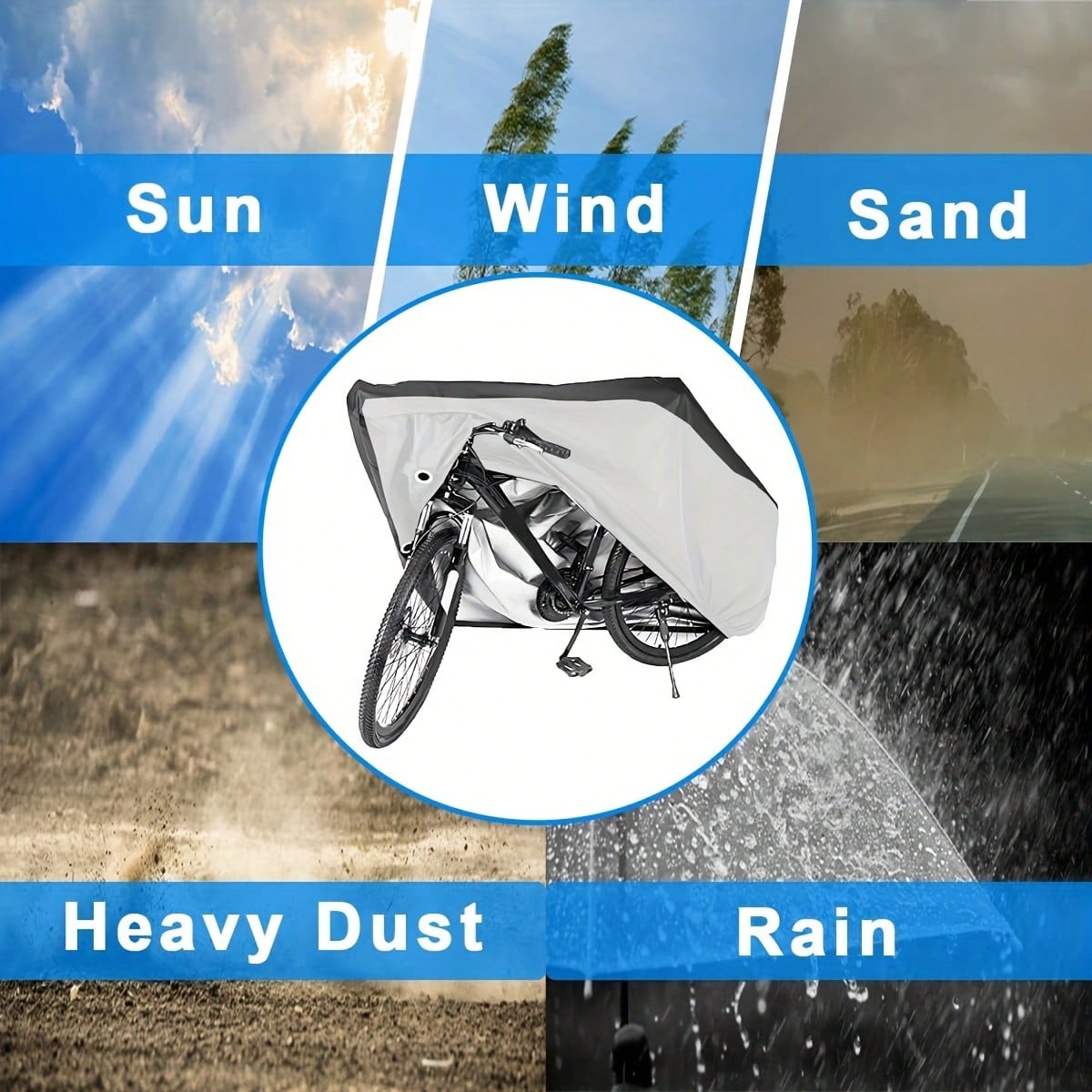 Waterproof Electric Bike Cover, Anti-UV Dustproof Outdoor Rain Cover With Lock Hole, Universal Protective Cycle Cover Size XXL