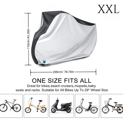 Waterproof Electric Bike Cover, Anti-UV Dustproof Outdoor Rain Cover With Lock Hole, Universal Protective Cycle Cover Size XXL