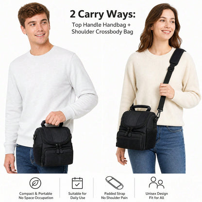 Waterproof Padded DSLR Camera Bag, Lightweight Travel Crossbody Case With Adjustable Strap & Multi-Pocket Storage For Photographers