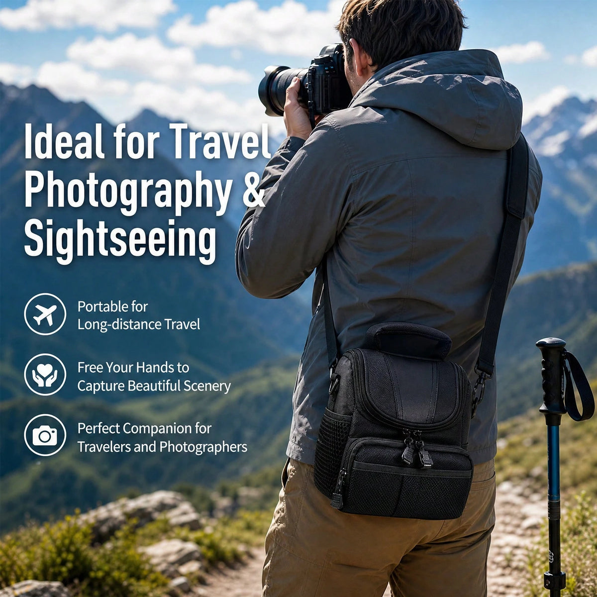 Waterproof Padded DSLR Camera Bag, Lightweight Travel Crossbody Case With Adjustable Strap & Multi-Pocket Storage For Photographers