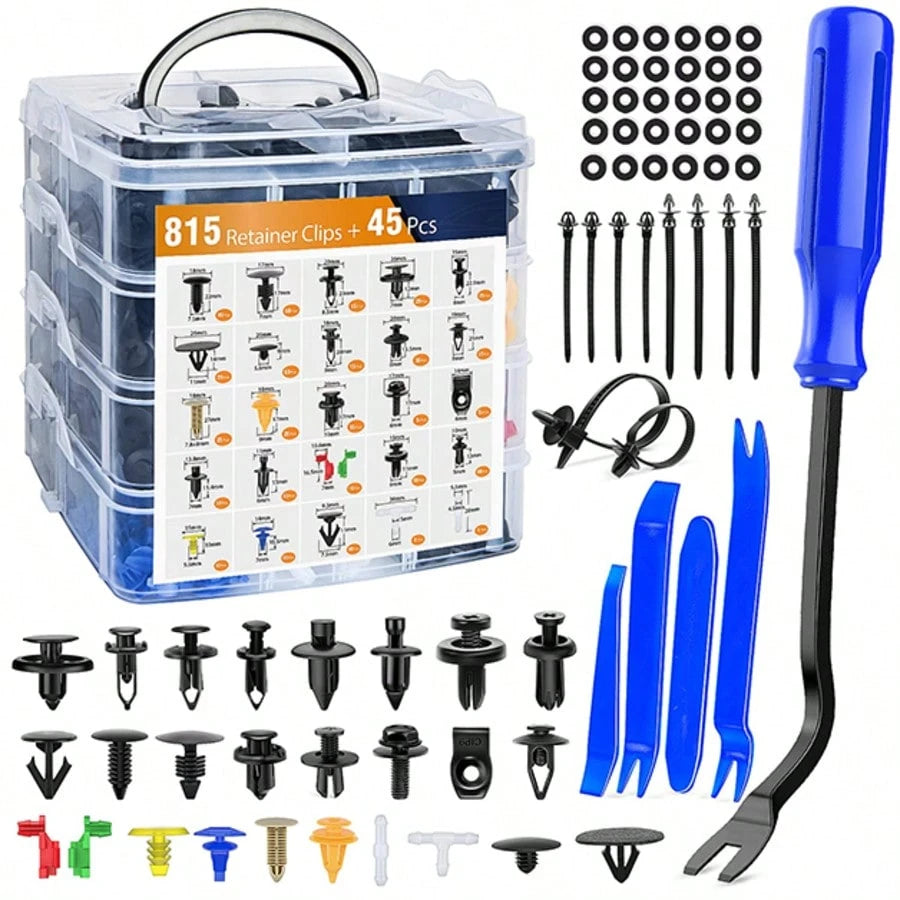 waywe GOOACC 860Pcs Car Push Retainer Clips & Auto Fasteners Assortment-26 Most Popular Sizes Nylon Bumper Fender Rivets With 10 Cable Ties And Fasteners Remover For Asian Vehicle GM F-150 F-250 Civi