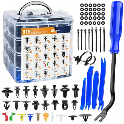 waywe GOOACC 860Pcs Car Push Retainer Clips & Auto Fasteners Assortment-26 Most Popular Sizes Nylon Bumper Fender Rivets With 10 Cable Ties And Fasteners Remover For Asian Vehicle GM F-150 F-250 Civi