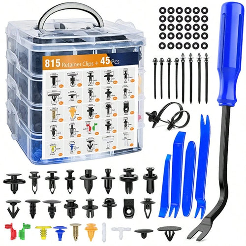 waywe GOOACC 860Pcs Car Push Retainer Clips & Auto Fasteners Assortment-26 Most Popular Sizes Nylon Bumper Fender Rivets With 10 Cable Ties And Fasteners Remover For Asian Vehicle GM F-150 F-250 Civi