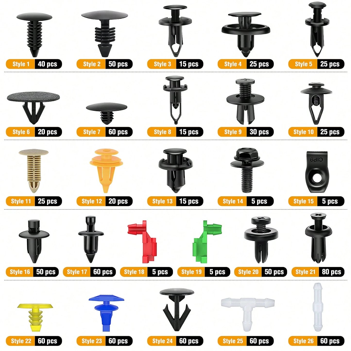 waywe GOOACC 860Pcs Car Push Retainer Clips & Auto Fasteners Assortment-26 Most Popular Sizes Nylon Bumper Fender Rivets With 10 Cable Ties And Fasteners Remover For Asian Vehicle GM F-150 F-250 Civi