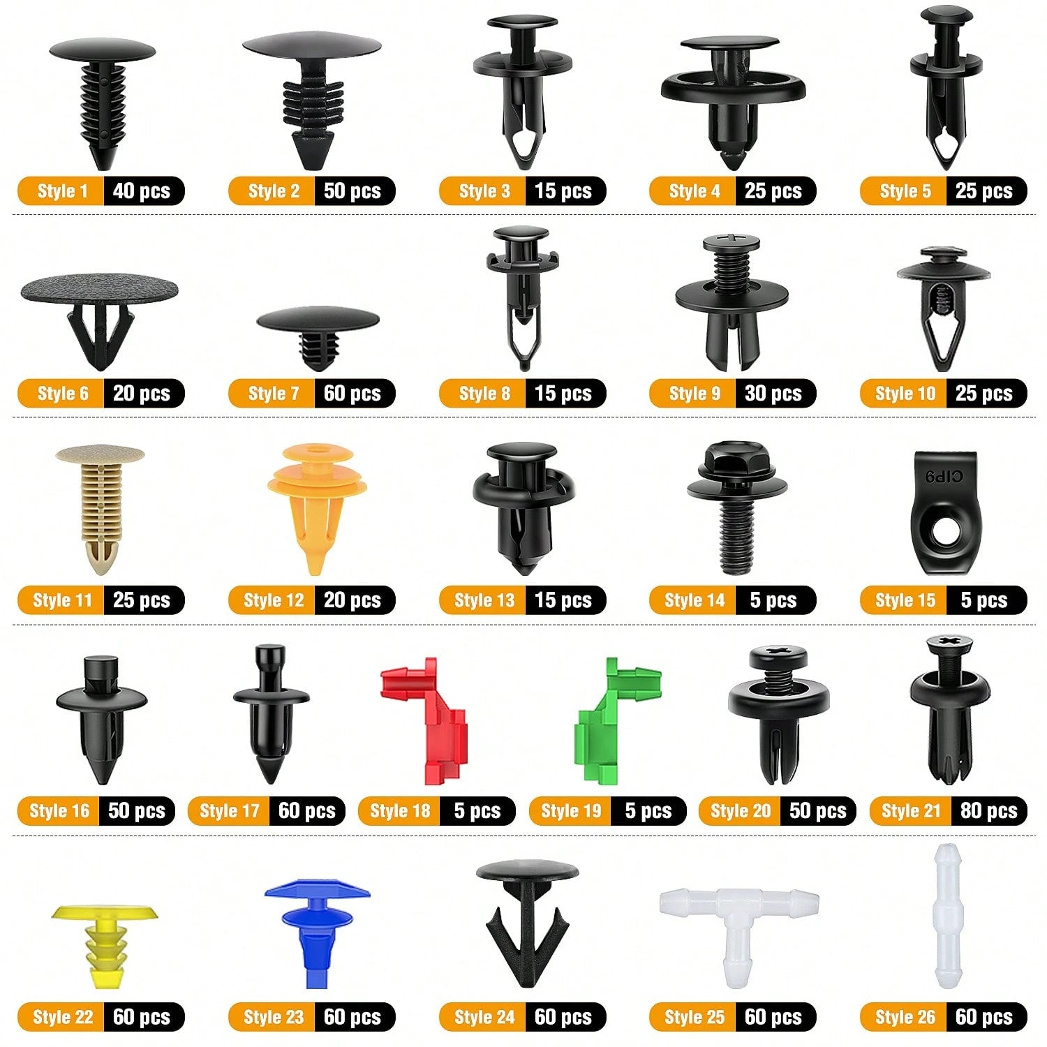 waywe GOOACC 860Pcs Car Push Retainer Clips & Auto Fasteners Assortment-26 Most Popular Sizes Nylon Bumper Fender Rivets With 10 Cable Ties And Fasteners Remover For Asian Vehicle GM F-150 F-250 Civi