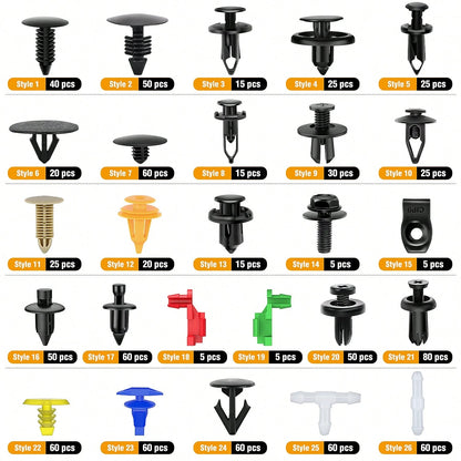waywe GOOACC 860Pcs Car Push Retainer Clips & Auto Fasteners Assortment-26 Most Popular Sizes Nylon Bumper Fender Rivets With 10 Cable Ties And Fasteners Remover For Asian Vehicle GM F-150 F-250 Civi