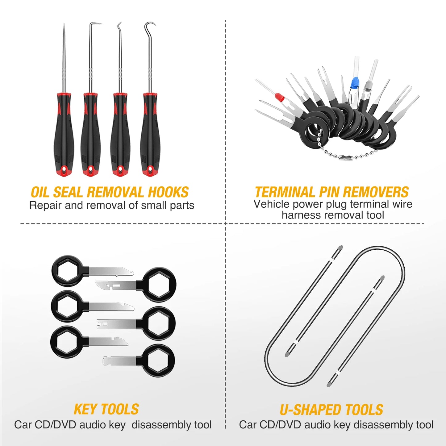 waywe GOOACC Black Auto Trim Removal Tool Set 88PCS With Push Pin Clips Fastener Remover And Panel Pry Tools For Car Interior Repair