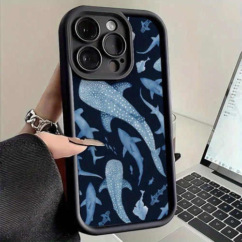Whale Shark Pattern Phone Case For IPhone 16 15 14 13 12 11 XR XS X Plus Pro Max, Artistic Style, Shockabsorbing, Protective, Lightweight, Durable Case.,Suitable For IPhone17 Air