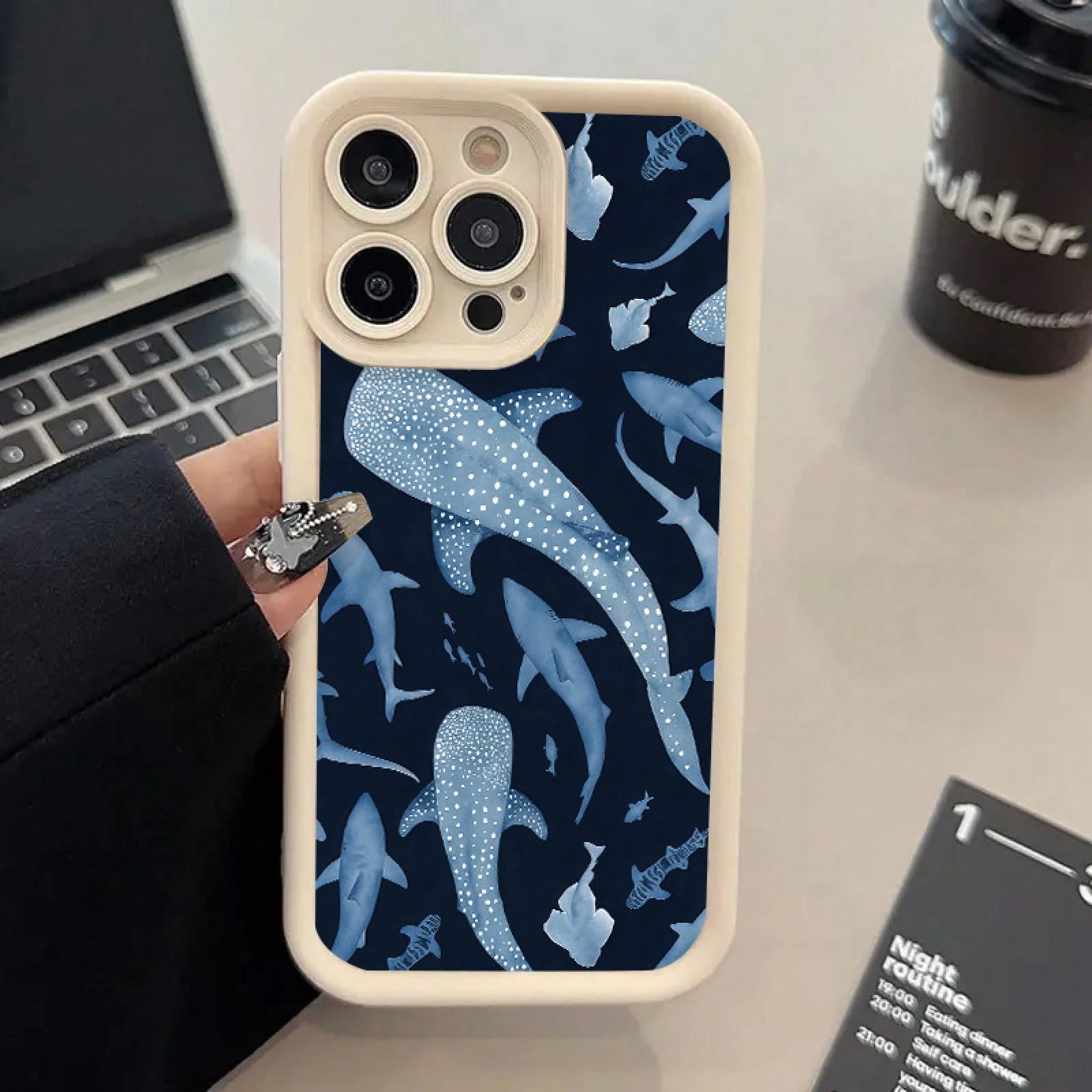 Whale Shark Pattern Phone Case For IPhone 16 15 14 13 12 11 XR XS X Plus Pro Max, Artistic Style, Shockabsorbing, Protective, Lightweight, Durable Case.,Suitable For IPhone17 Air