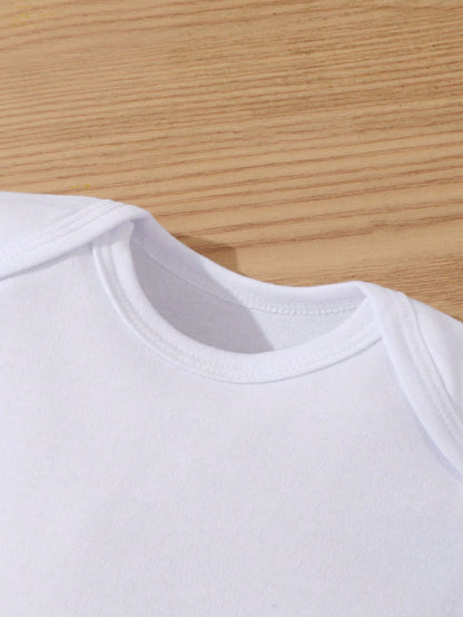 White Baby Romper With Grandma's Little Peanut Pattern Baby Boys And Girls 2025 Newborn Baby Bodysuit Casual Short Sleeve Knitted Fabric Monogram Print Regular Baby Clothing Suitable For Outdoors