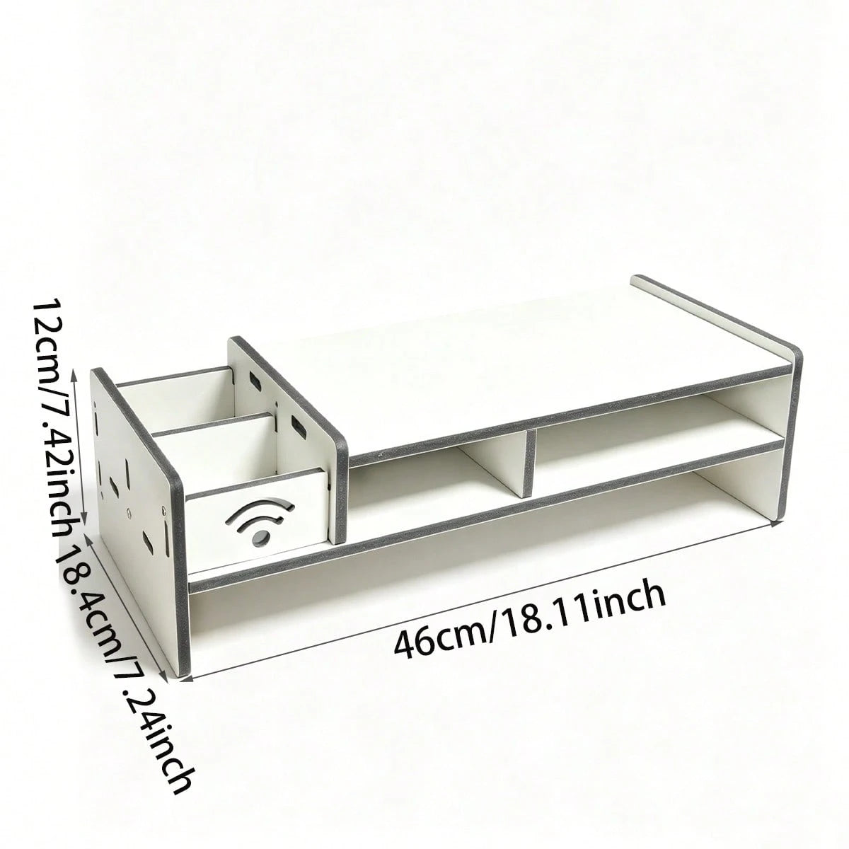 White Monitor Stand Riser With Side Storage Compartment, Ergonomic Computer Riser With Multi-Tier Desk Organizer For Home & Office