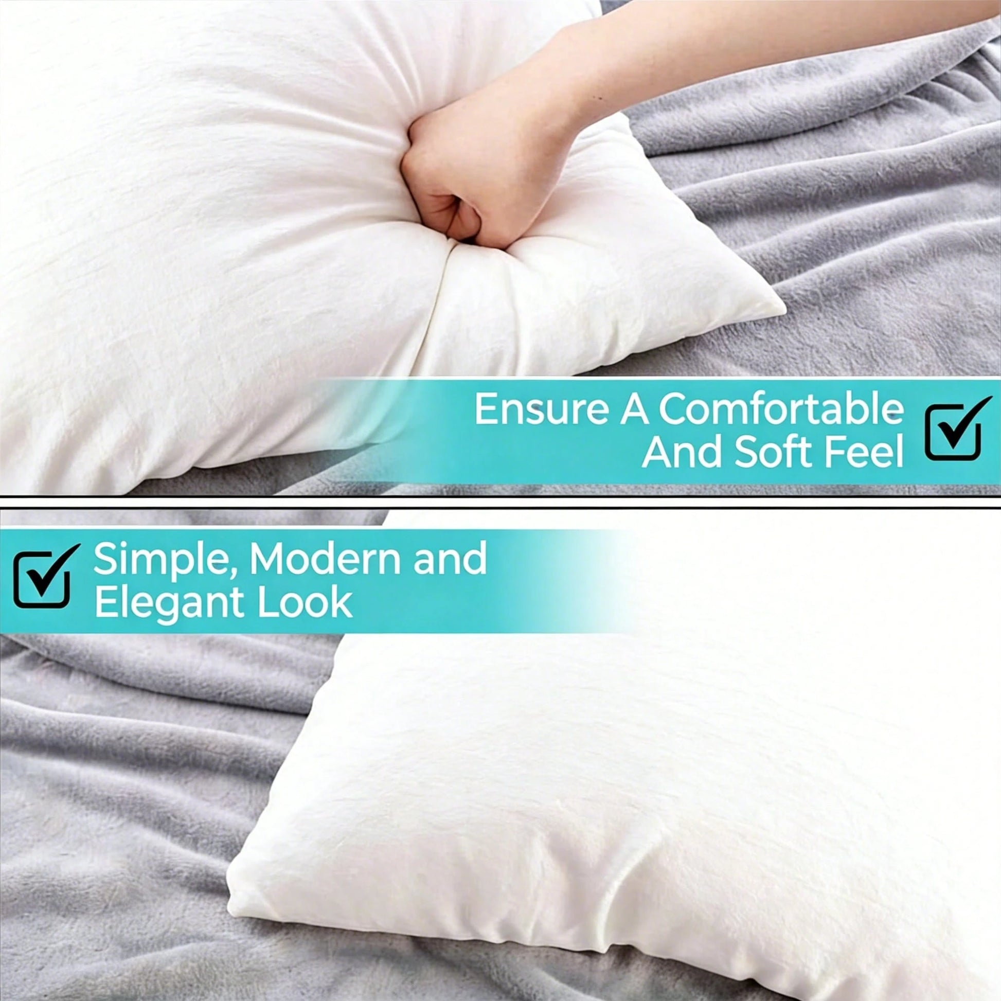 White Square Pillow 4-Piece Set – Sofa Pillow, Soft Fabric, Furry Texture, Suitable For Bed Or Sofa Use – Bedding, Graduation Gift, Home Decor, Dorm Sleep Protection, Plush Filled Core, Daily Use, Sim