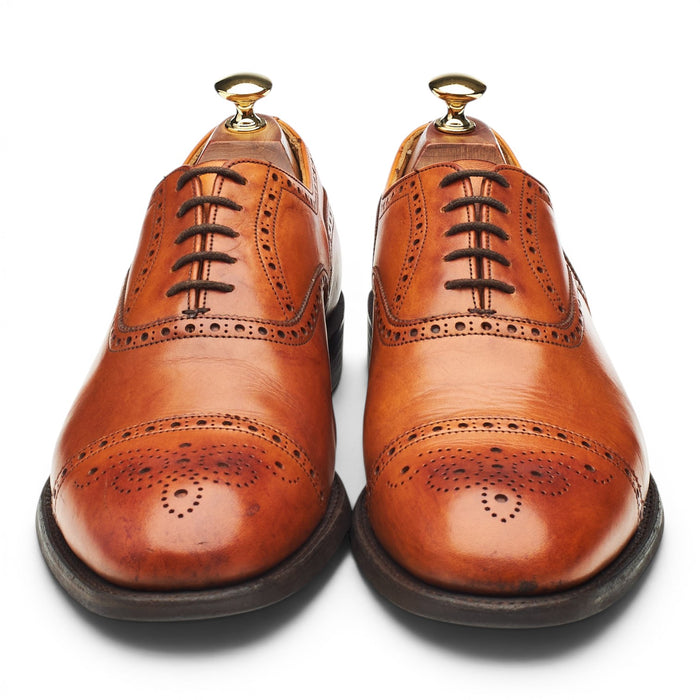 'Wilfred' Tan Brown Leather Oxford Brogue UK 9.5 F