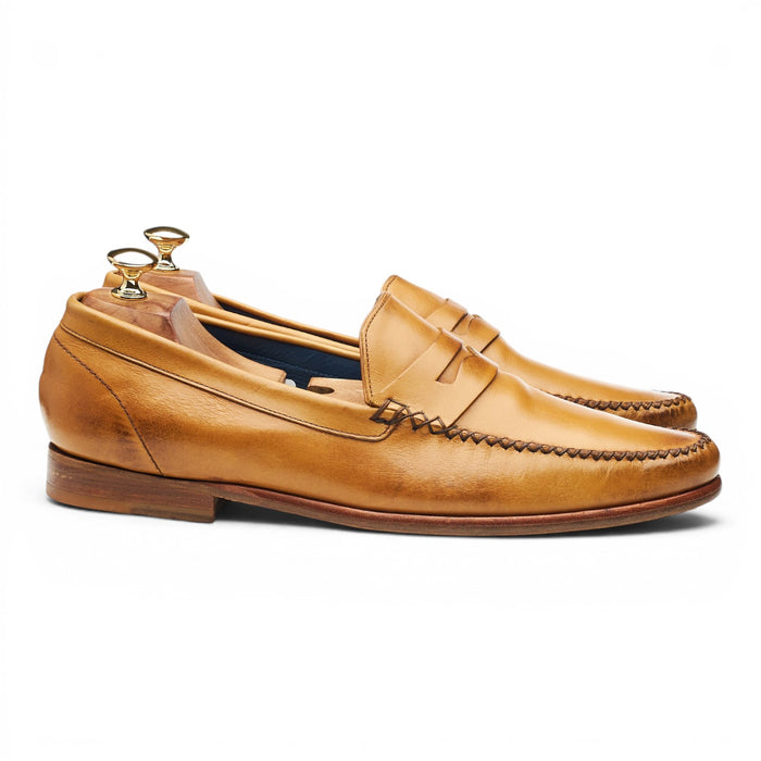 'William' Tan Brown Leather Loafers UK 10.5 G