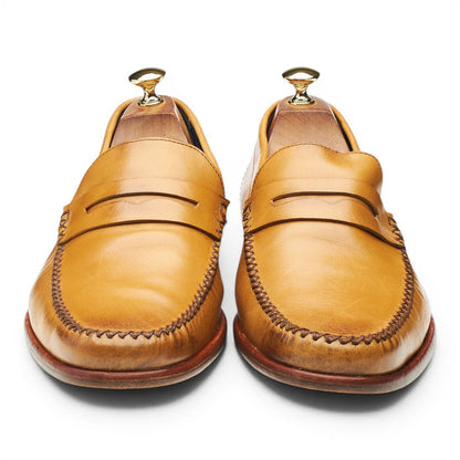 'William' Tan Brown Leather Loafers UK 10.5 G