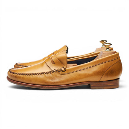 'William' Tan Brown Leather Loafers UK 10.5 G