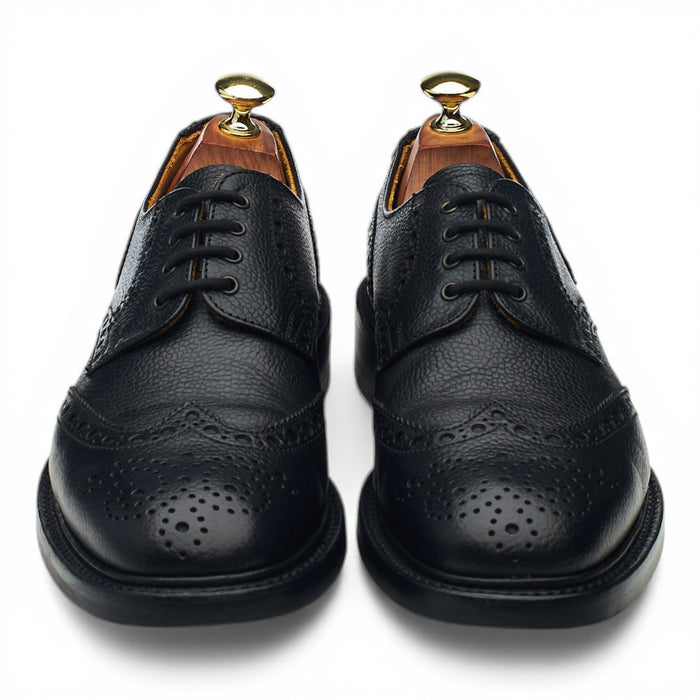 'Wilson' Black Grain Leather Derby Brogues UK 7