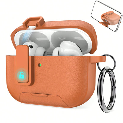 Wireless Earbuds Protective Case Snap Button Magnetic Lock Lid Built-In Phone Stand Compatible With Apple Earbuds Gen 1 2 3 4 Pro Pro2 Pro3 TPU Shockproof Anti-Scratch Full Wrap Shell Universal Size 1
