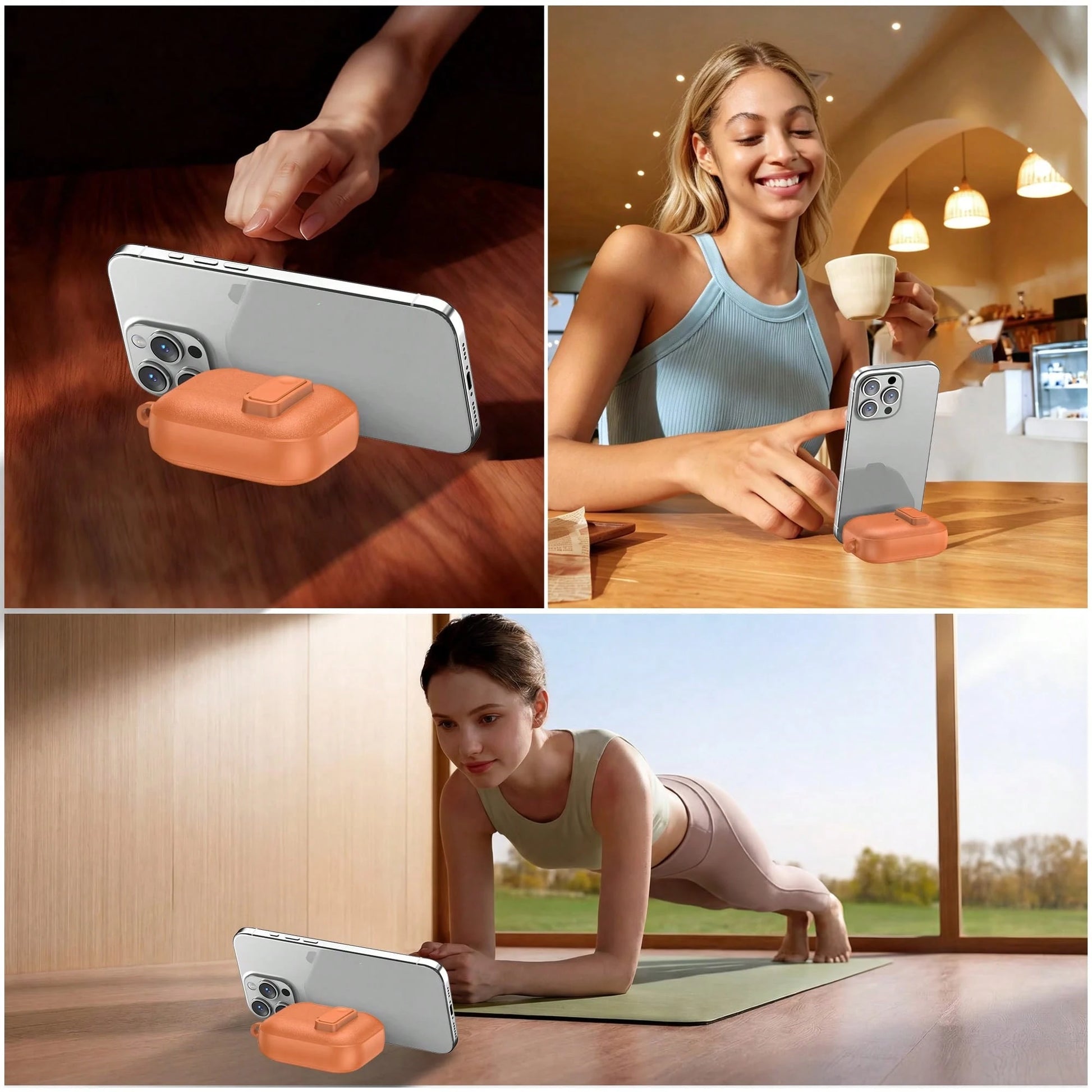 Wireless Earbuds Protective Case Snap Button Magnetic Lock Lid Built-In Phone Stand Compatible With Apple Earbuds Gen 1 2 3 4 Pro Pro2 Pro3 TPU Shockproof Anti-Scratch Full Wrap Shell Universal Size 1