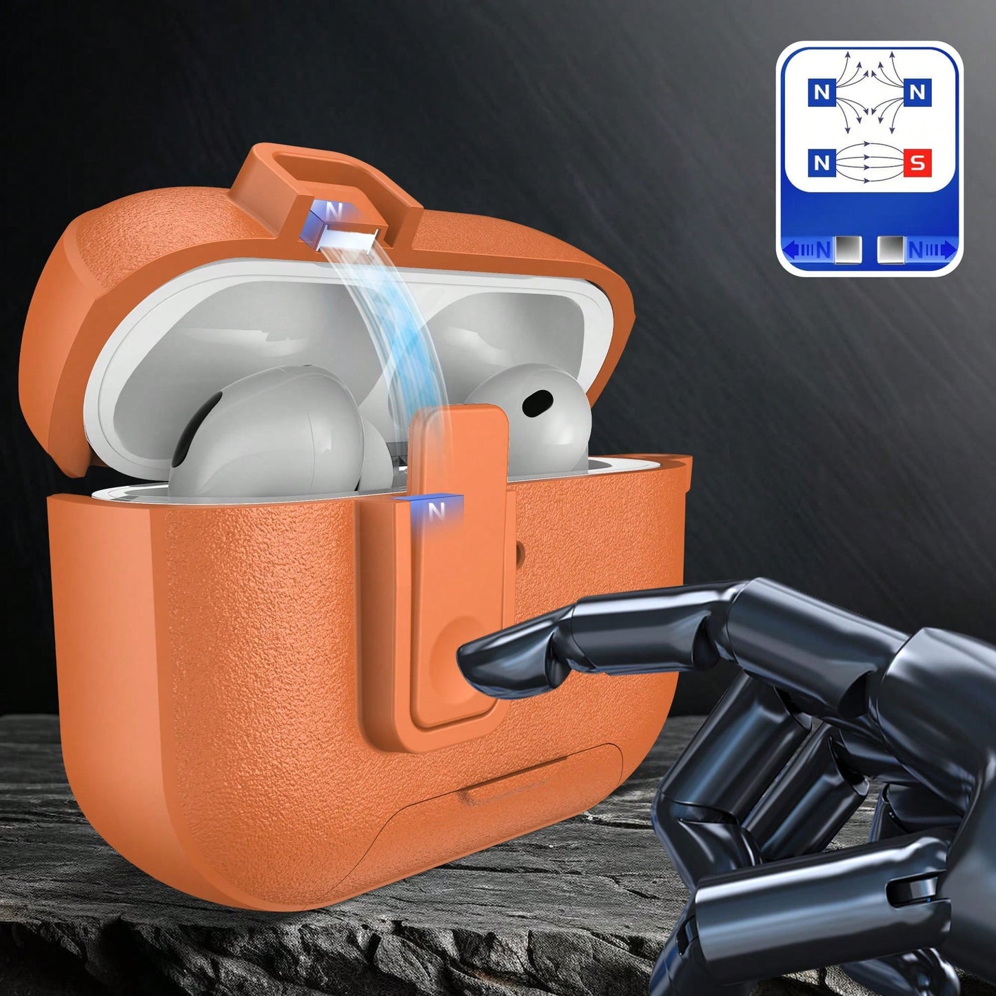 Wireless Earbuds Protective Case Snap Button Magnetic Lock Lid Built-In Phone Stand Compatible With Apple Earbuds Gen 1 2 3 4 Pro Pro2 Pro3 TPU Shockproof Anti-Scratch Full Wrap Shell Universal Size 1