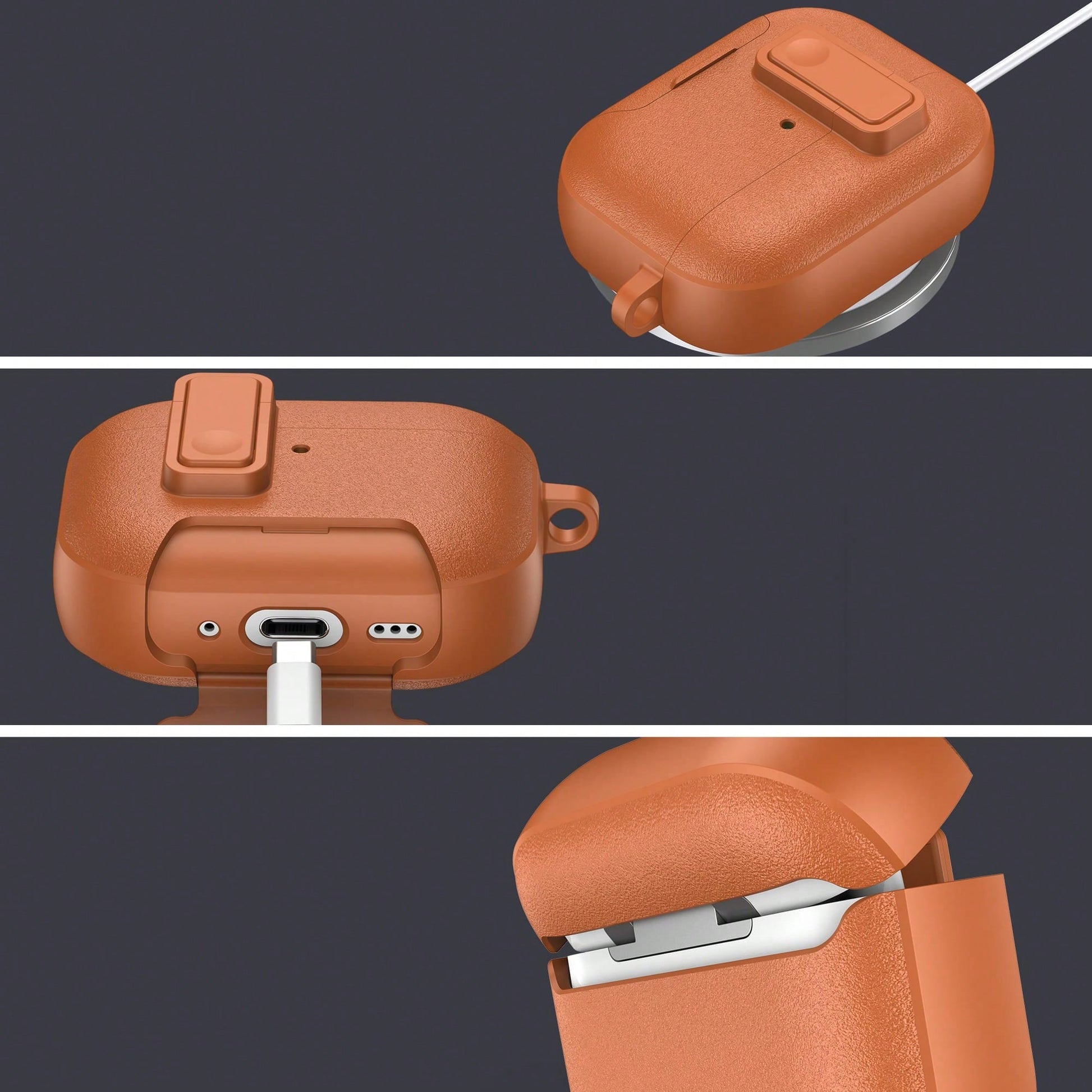 Wireless Earbuds Protective Case Snap Button Magnetic Lock Lid Built-In Phone Stand Compatible With Apple Earbuds Gen 1 2 3 4 Pro Pro2 Pro3 TPU Shockproof Anti-Scratch Full Wrap Shell Universal Size 1