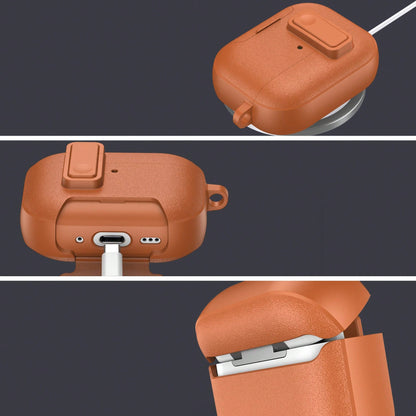 Wireless Earbuds Protective Case Snap Button Magnetic Lock Lid Built-In Phone Stand Compatible With Apple Earbuds Gen 1 2 3 4 Pro Pro2 Pro3 TPU Shockproof Anti-Scratch Full Wrap Shell Universal Size 1