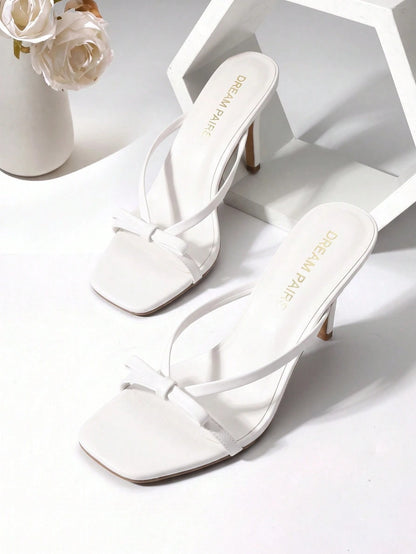 Women 2026 New Kitten Heel Mule Sandals With Bow Decor, Comfortable Open Toe Slip On Slide Sandals For Party Wedding And Daily Casual Wearing
