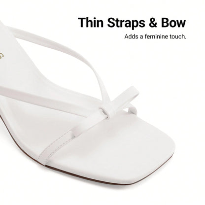 Women 2026 New Kitten Heel Mule Sandals With Bow Decor, Comfortable Open Toe Slip On Slide Sandals For Party Wedding And Daily Casual Wearing