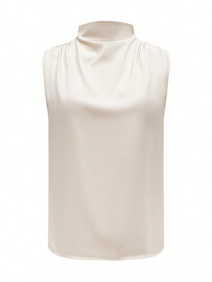 Women Elegant Solid Color Sleeveless Casual Top Summer