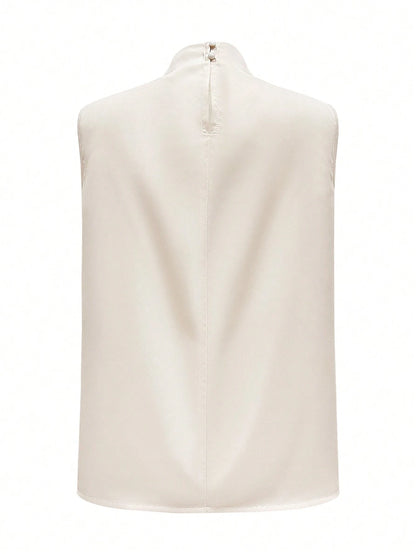 Women Elegant Solid Color Sleeveless Casual Top Summer
